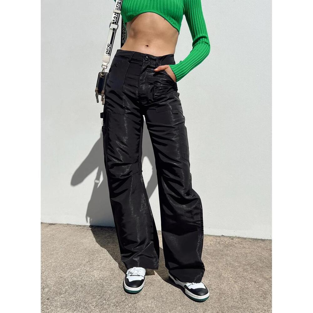 Lioness Miami Vice Swish Baggy Cargo Pants Black Size Large